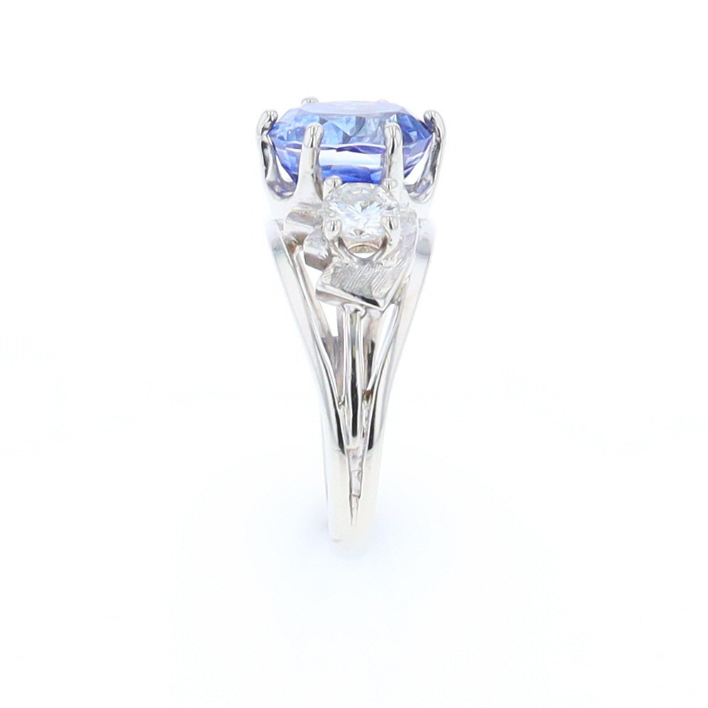 Oval Sapphire Ring with Diamond Side Accents