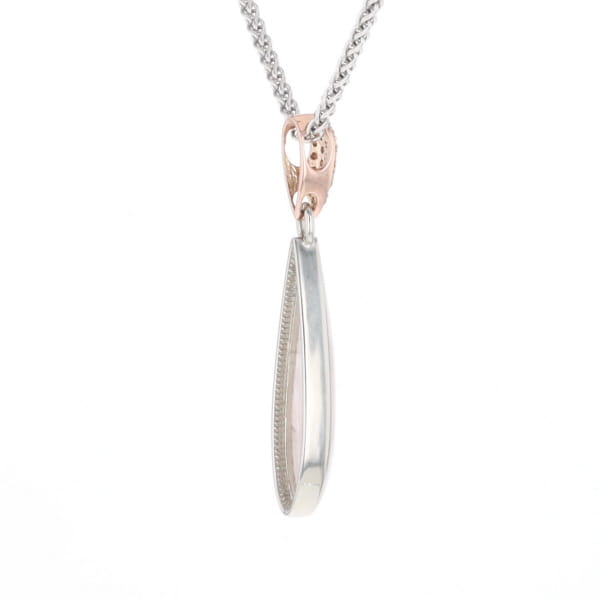 Rose Quartz Teardrop Inlaid Pendant with .11ctw diamonds