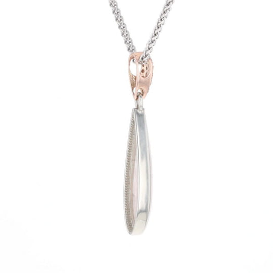 Rose Quartz Teardrop Inlaid Pendant with .11ctw diamonds