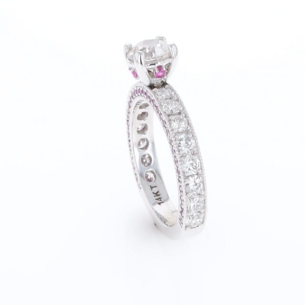 Diamond and Pink Sapphire Engagement Ring