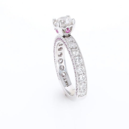 Diamond and Pink Sapphire Engagement Ring