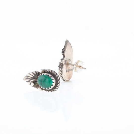 Malachite Feather Stud Earrings