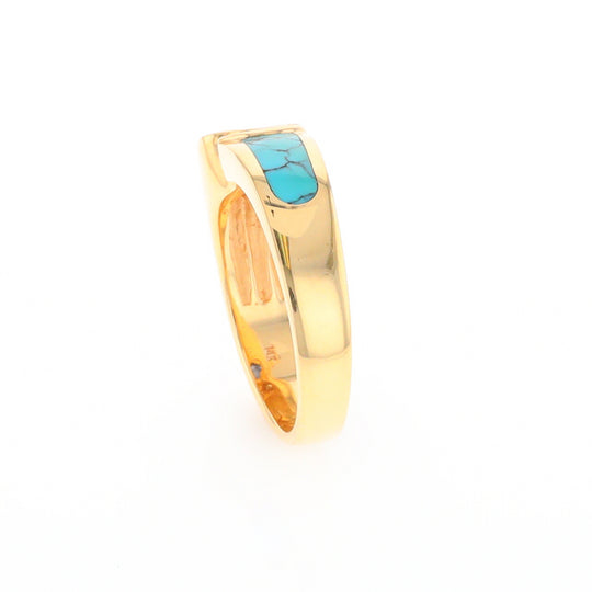 Turquoise Inlaid Ring with Sapphire and 0.23ctw Diamonds