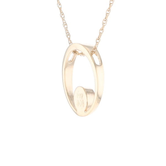Gold Quartz Pendant Open Circle Design Round Inlay Pendant