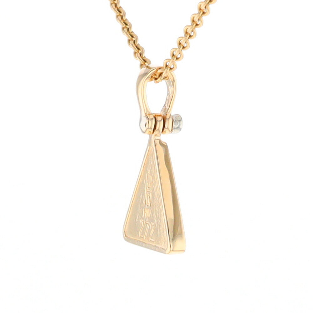 Gold Quartz Necklace Triangle Inlaid Pendant with .02ct Diamond