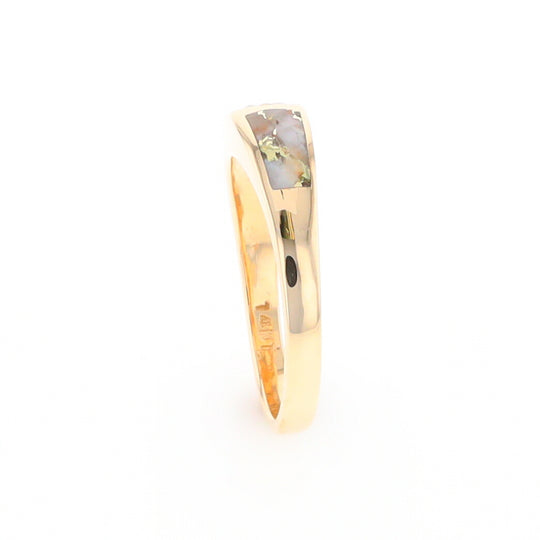 Gold Quartz Ring Double Sided Inlaid with a .61ct Round Diamond