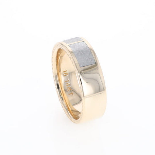 3 Section Men's Meteorite  Milgrain Topped Ring