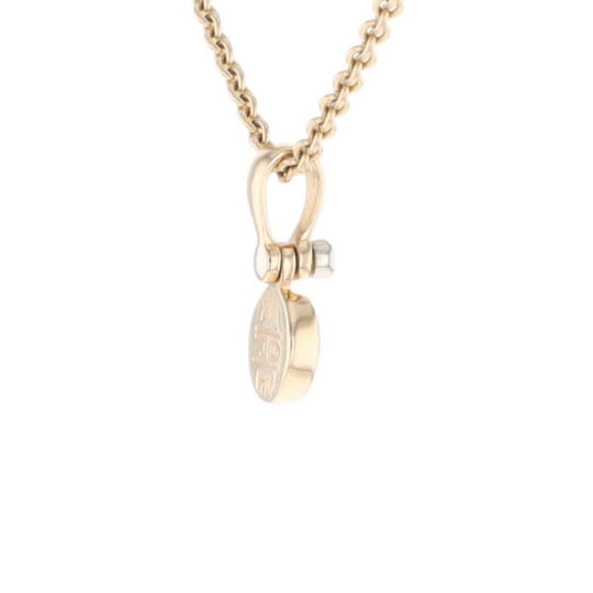 Gold Quartz Necklace Round Inlaid Pendant with .02ct Round Diamond