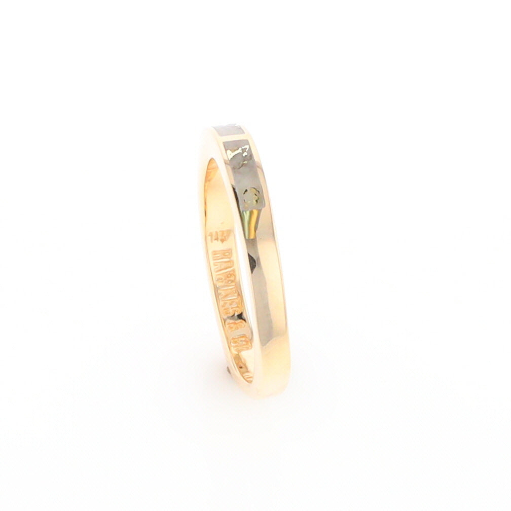 Gold Quartz Ring 3 Rectangle Section Inlaid Band