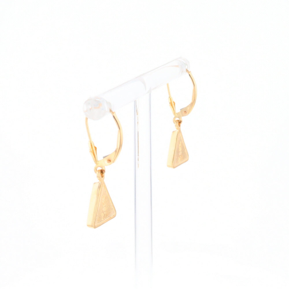 Gold Quartz Triangle Inlaid Earrings - G2