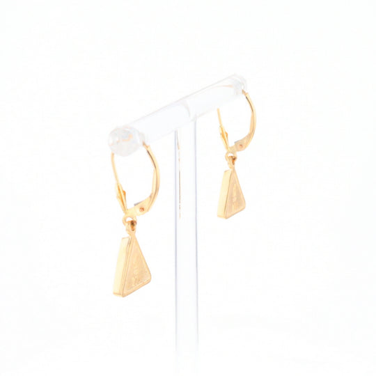 Gold Quartz Triangle Inlaid Earrings - G2