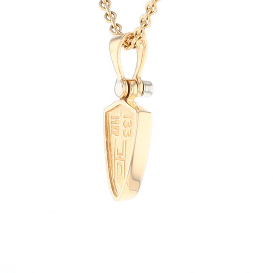 Gold Quartz Necklace Shield Shape Inlaid Pendant with .02ct Diamond