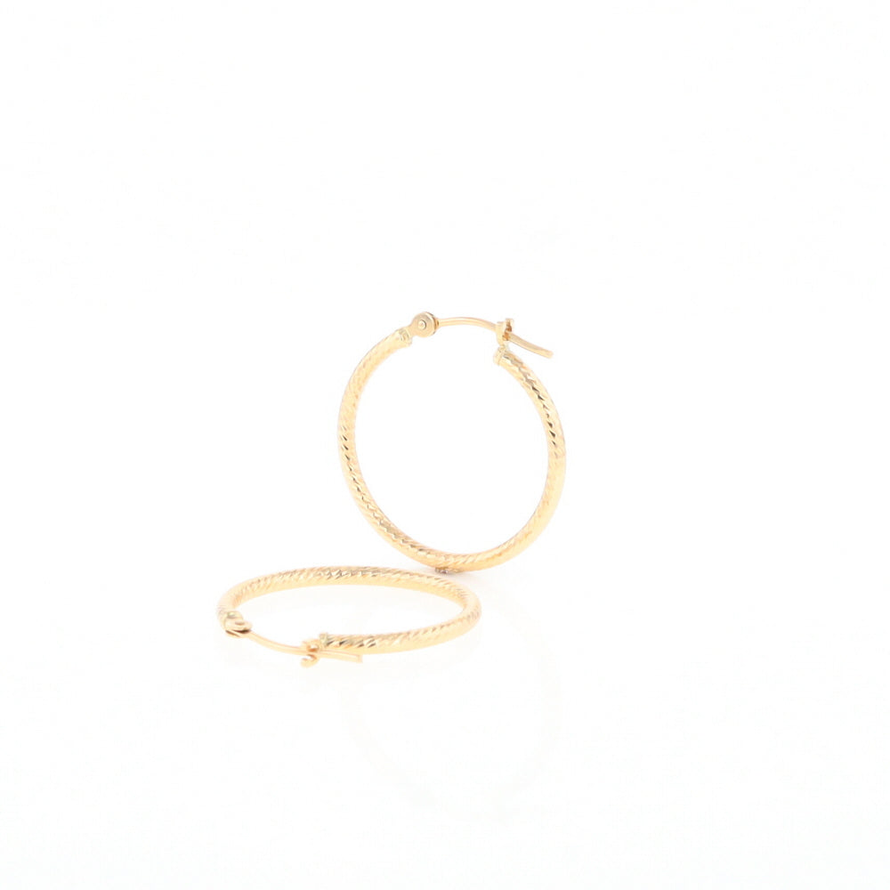 Gold Ribbed Hoop Earrings