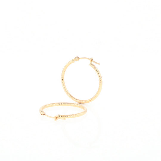 Gold Ribbed Hoop Earrings