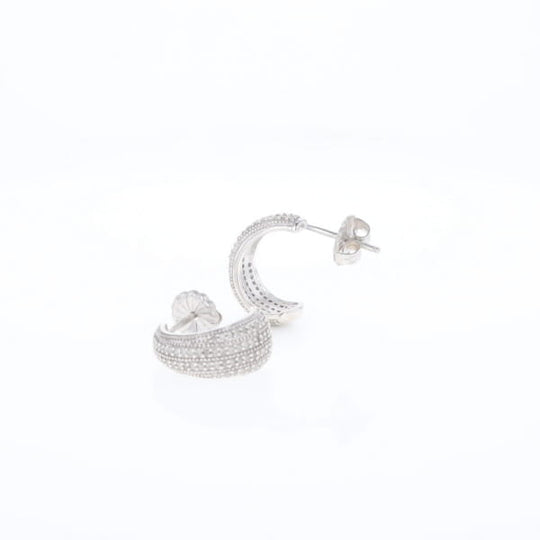 Diamond Half Hoop Stud Earrings