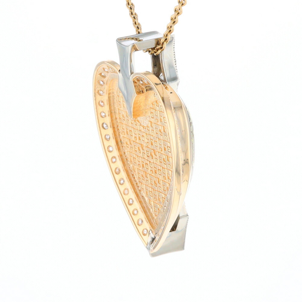 Gold Quartz Necklace Cupid's Revenge 2.24ctw Diamonds Heart Pendant (G1)