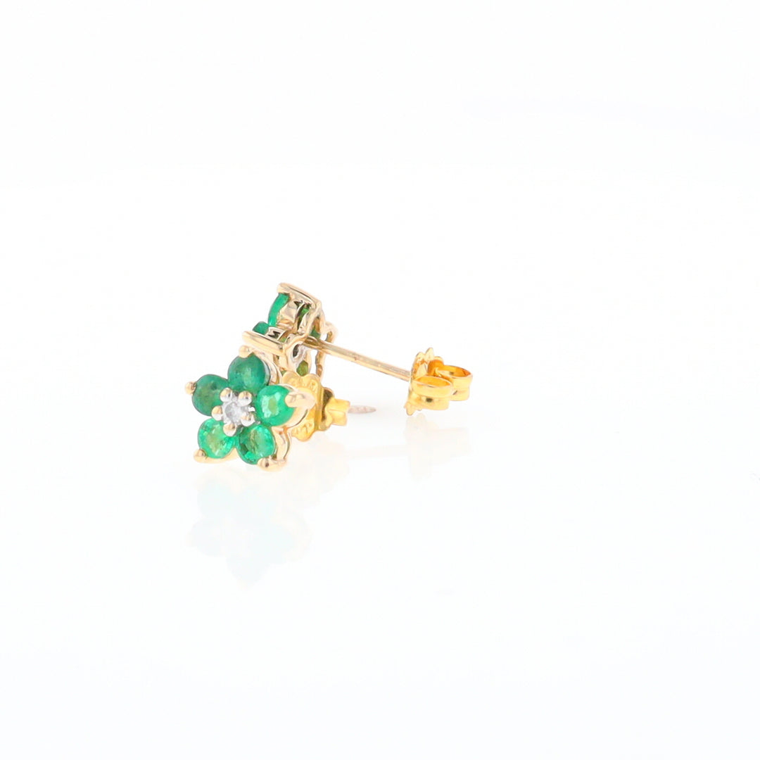 Emerald Flower Stud Earrings