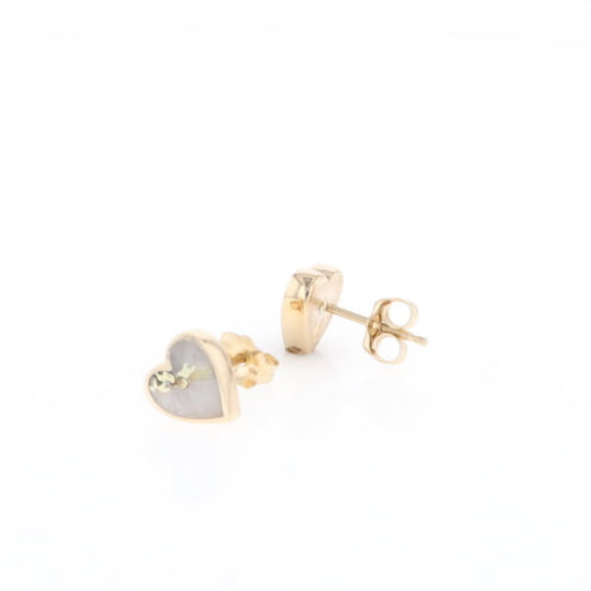 Gold Quartz Heart Stud Earrings - G2