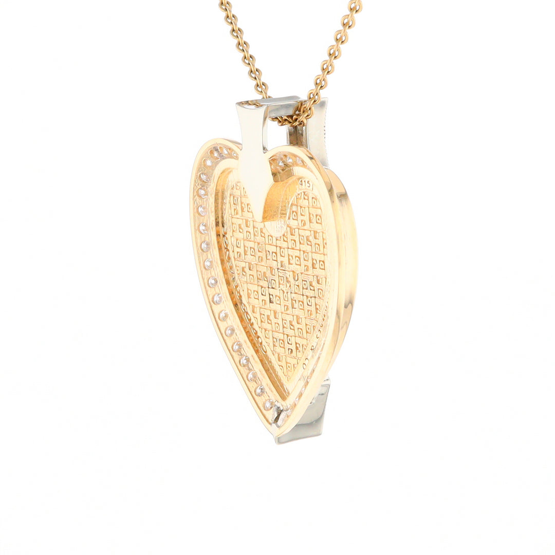 Gold Quartz Necklace Cupid's Revenge 2.24ctw Diamonds Heart Pendant