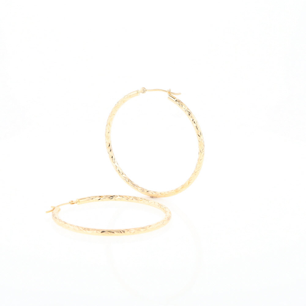 Textured Hollow Diamond Cut Hoop Earrings