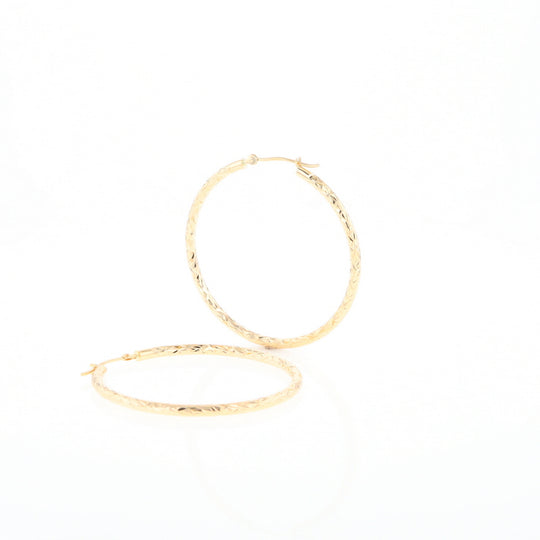 Textured Hollow Diamond Cut Hoop Earrings