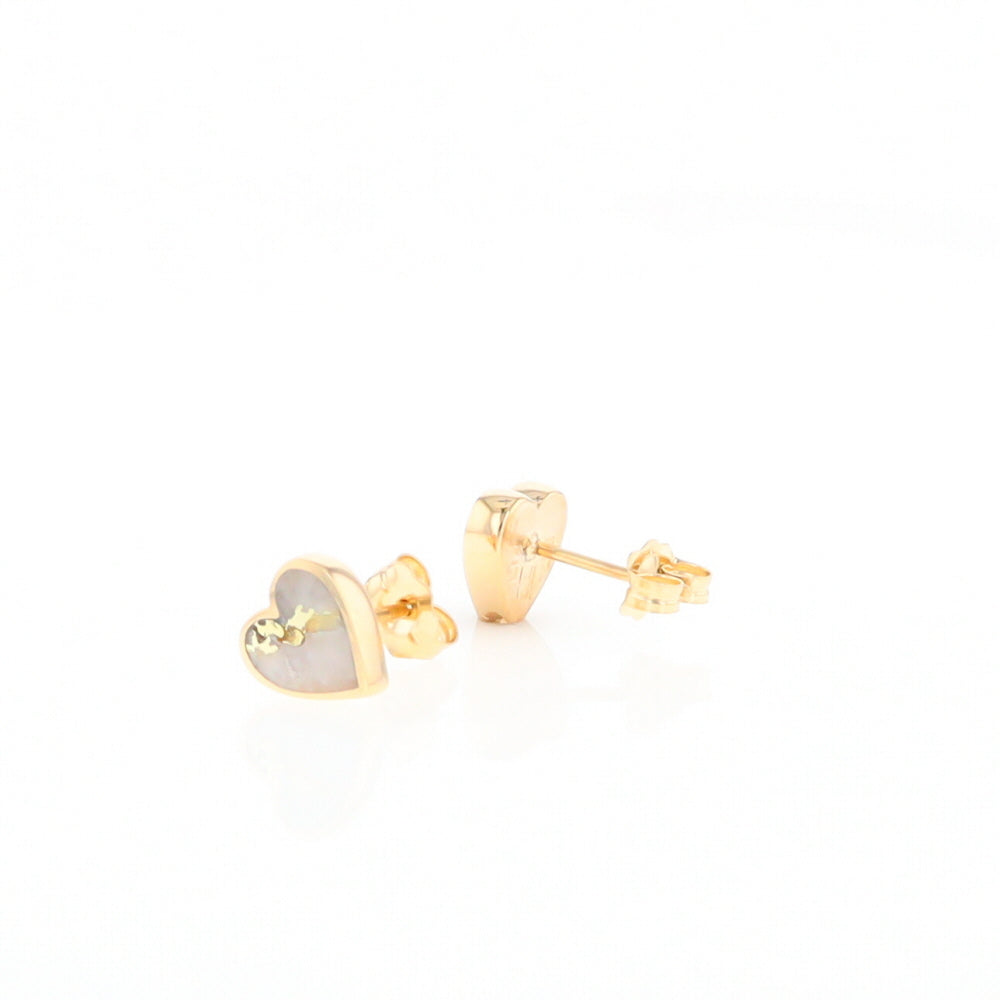 Gold Quartz Heart Stud Earrings - G2