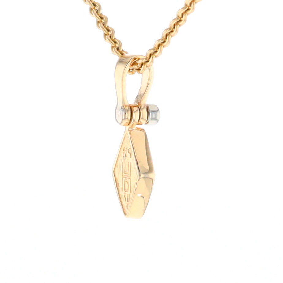 Gold Quartz Necklace Diamond Shape Inlaid Pendant with .02ct Diamond