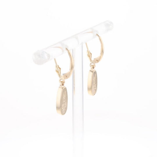 Gold Quartz Earrings Tear Drop Inlaid Lever Backs