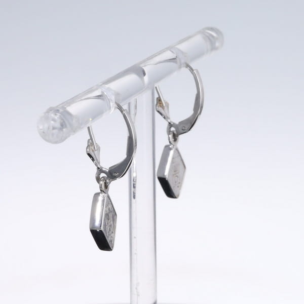 Opal Earrings Diamond Shape Inlaid Design Lever Backs