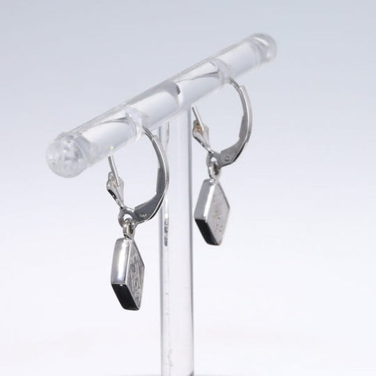 Opal Earrings Diamond Shape Inlaid Design Lever Backs