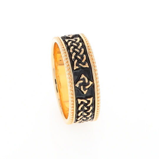 Celtic Knot Black and Gold Wedding Band