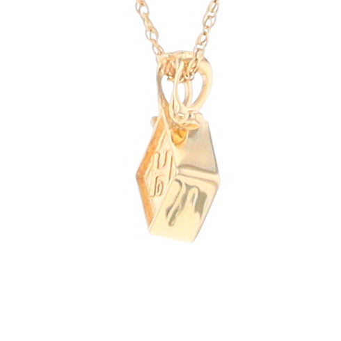 Gold Quartz Necklace, Diamond Shape Inlaid Design Pendant