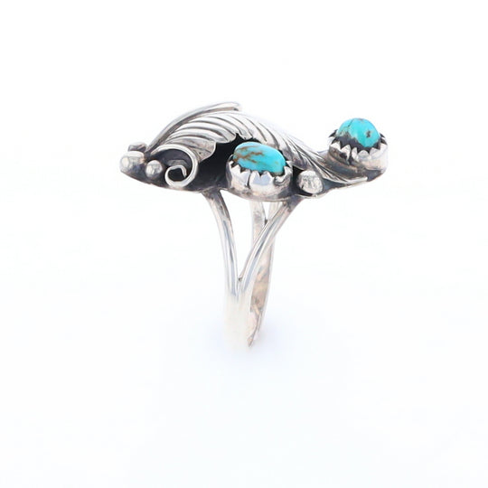 Native Turquoise Feather Ring