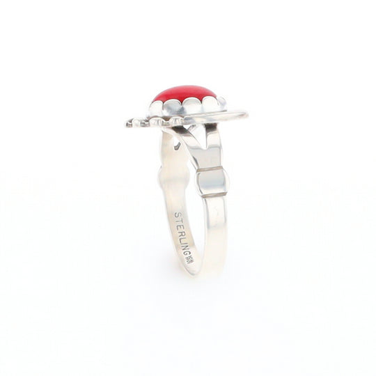 Native American Oval Coral Ring