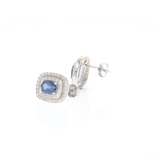 Double Halo Sapphire Earrings