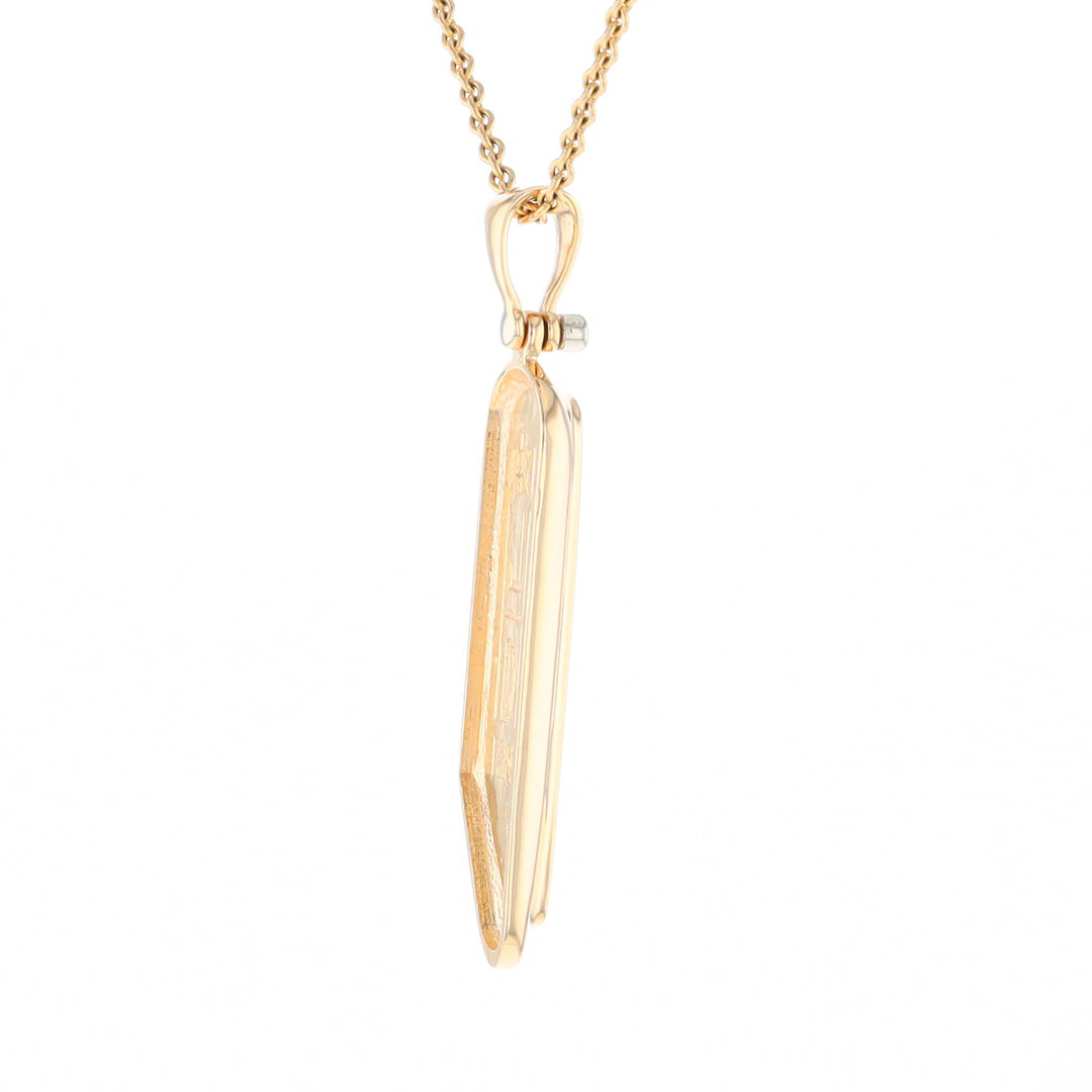 Gold Quartz Long Geometric Inlaid Pendant