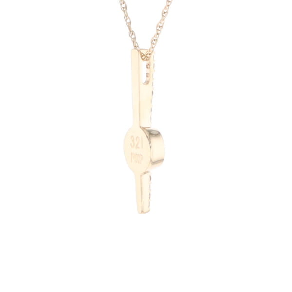 Diamond Bar Gold Quartz Round Inlaid Pendant G2