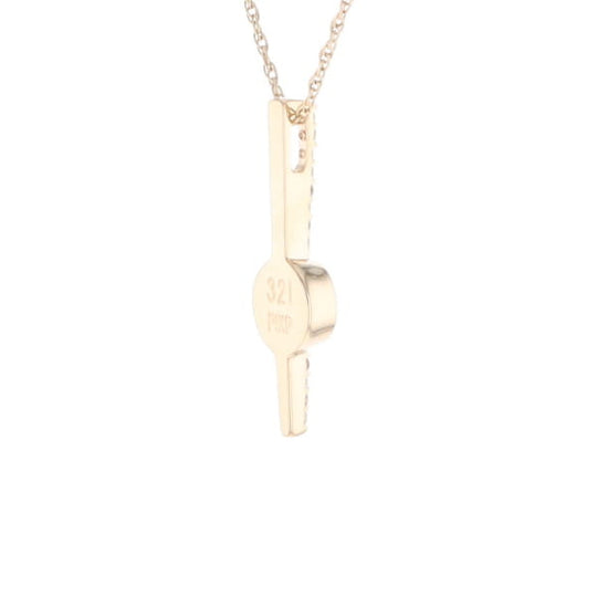 Diamond Bar Gold Quartz Round Inlaid Pendant G2