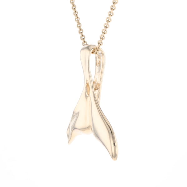 Whale Tail Natural Gold Quartz Single Side Inlaid Pendant