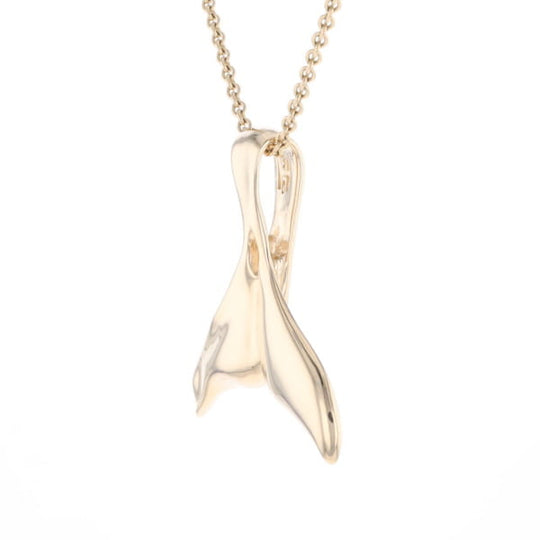 Whale Tail Natural Gold Quartz Single Side Inlaid Pendant