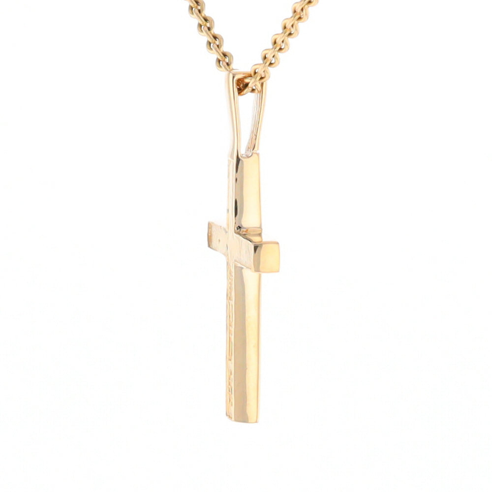 Gold Quartz Necklace 4 Section Inlaid Design Cross Pendant