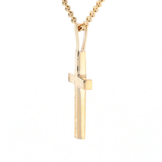 Gold Quartz Necklace 4 Section Inlaid Design Cross Pendant