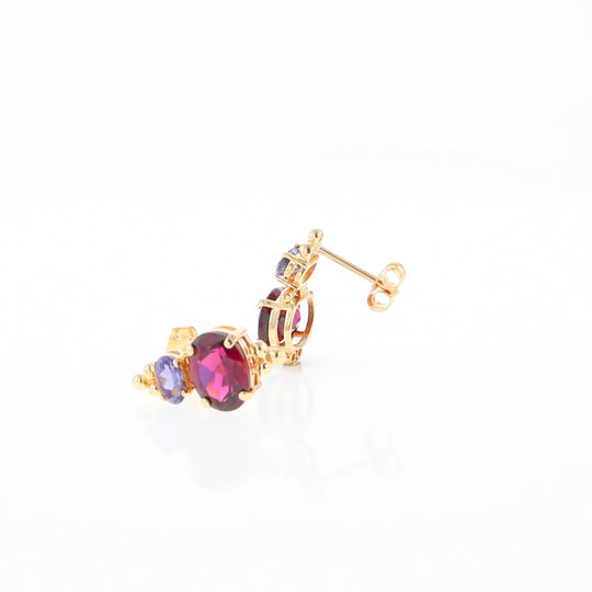 Garnet & Amethyst Dangle Earrings