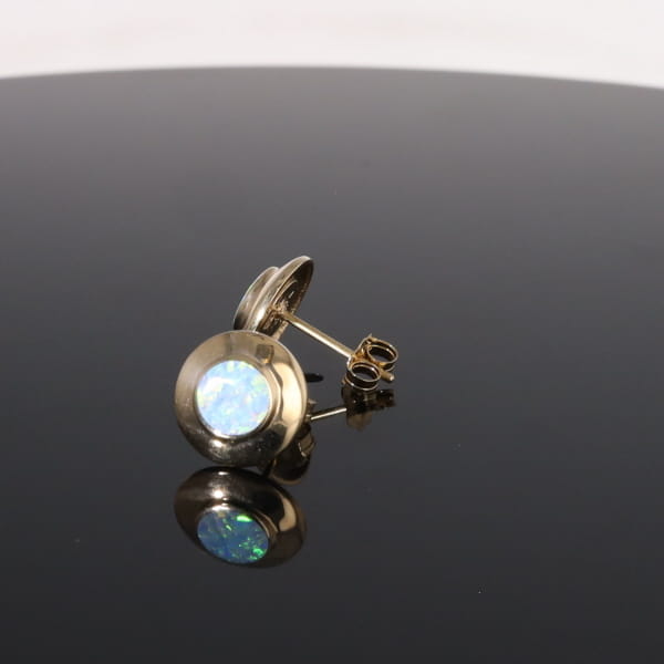 Opal Earrings Round Inlaid Design Studs