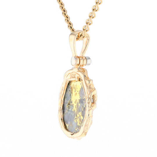 Serpentine & Gold Quartz Freeform Pendant