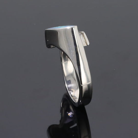 Opal Rings Geometric Inlaid Design with Tanzanite and .08ctw Diamonds