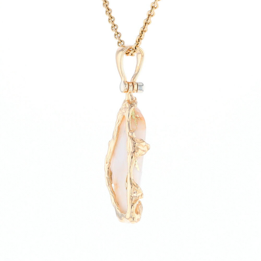 Gold Quartz Freeform Pendant