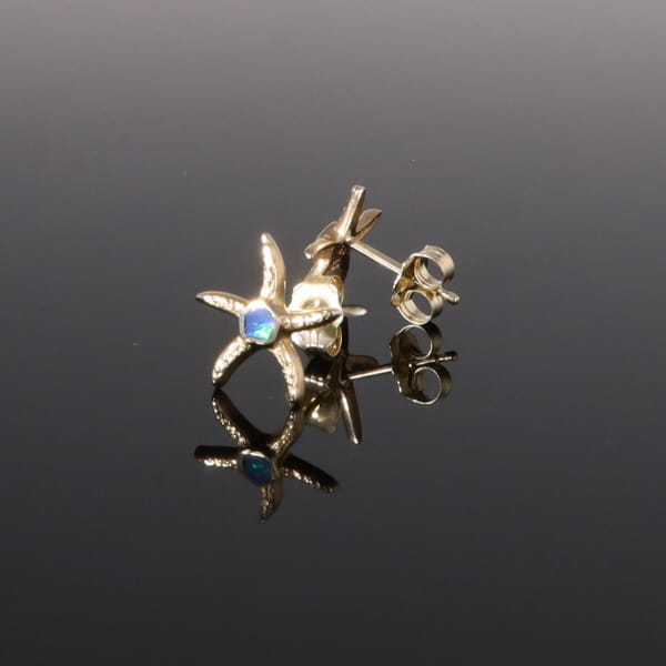 Opal Earrings Inlaid Realistic Star Fish Design Studs