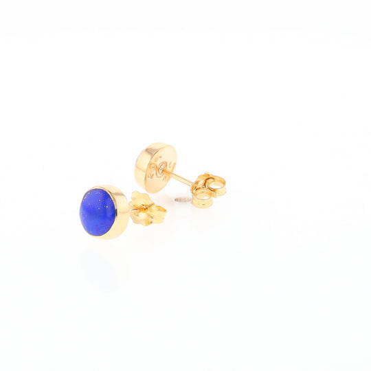 Lapis 6mm Round Inlaid Earrings