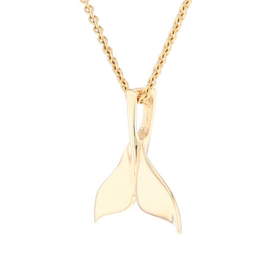 Whale Tail Necklaces Single Sided Gold Quartz Inlaid Sea life Pendant